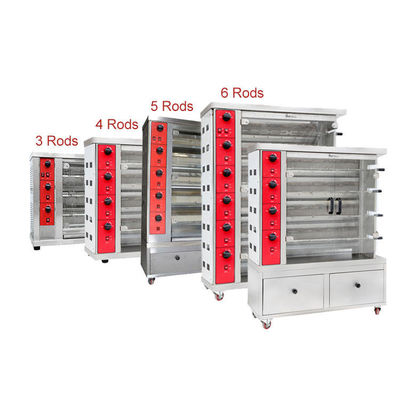 comprare Macchina per grigliare il pollo / Forno a gas per grigliare il pollo 4 barre con piedi in acciaio inossidabile fabbricazione online