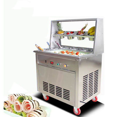 Macchina di gelato a doppia padella fritta con congelatore / Macchina a rotolo di gelato Thai Stir Fry