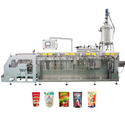 Stand Up Pouch Macchina di imballaggio orizzontale completamente automatica Linea di produzione di succo di frutta